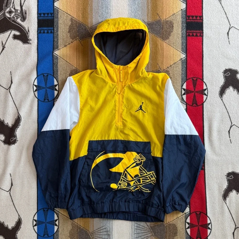 Jordan Michigan Wolverines Football Windbreaker Jacket Size Medium Lightweight